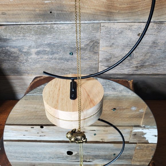 Bunny Rabbit Necklace - Copper Alloy Plated in Antique Gold - 17" chain - Picture 14 of 14